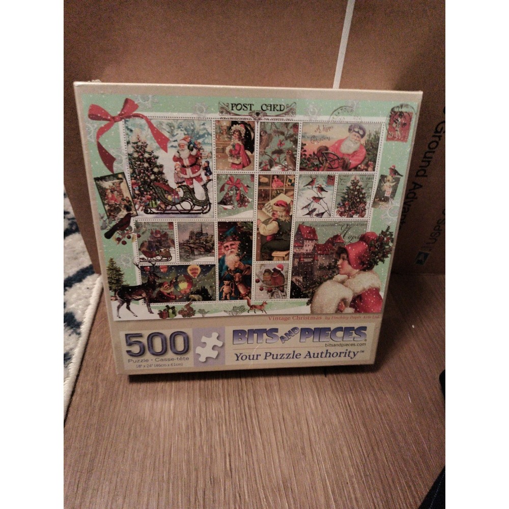 NIB 'Vintage Christmas' Bits & Pieces 500 Pc Puzzle #43443 (Christmas Stamps)